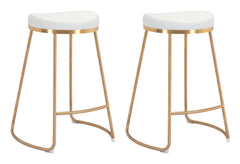 Bree Counter Stool (Set of 2) White & Gold