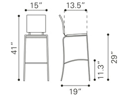 Criss Cross Bar Chair (Set of 2) Black