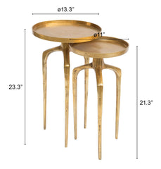 Set of 2 Como Accent Tables Antique Gold