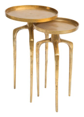 Set of 2 Como Accent Tables Antique Gold