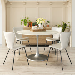 Gotham Dining Table 48" White & Silver